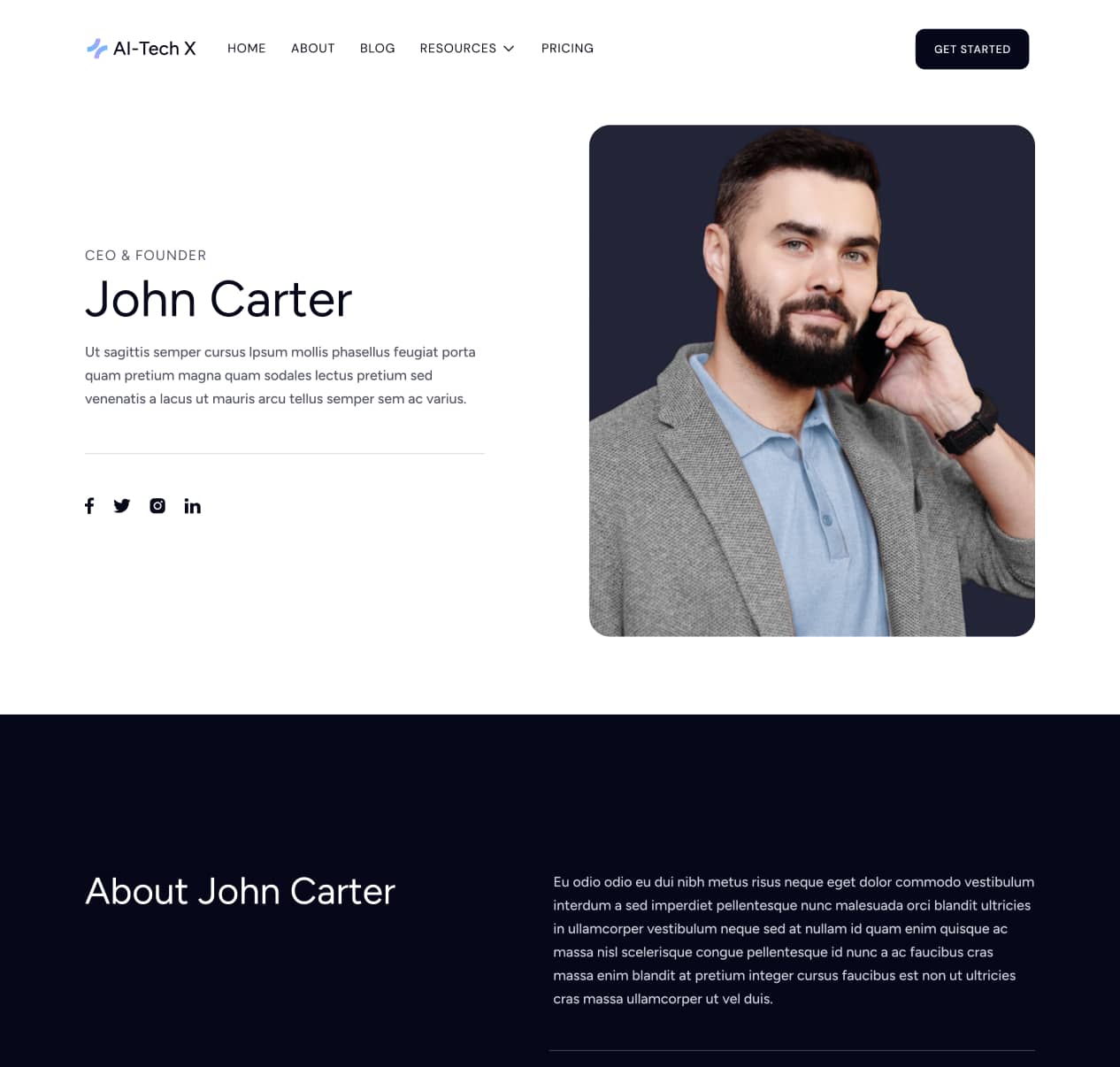AI-Tech X - Team Member Single Page - Artificial Intelligence Technology Webflow Template