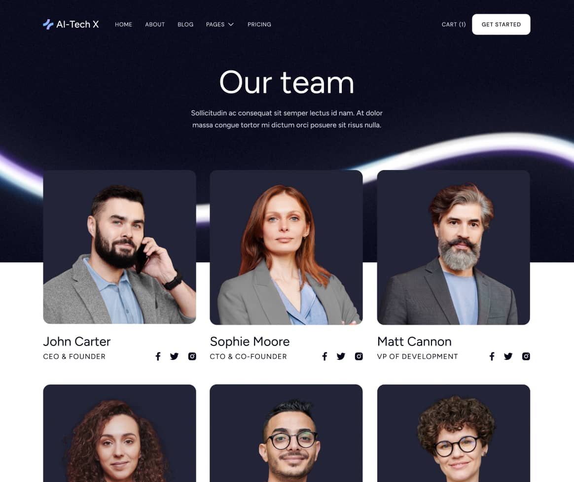 AI-Tech X - Team Page - Artificial Intelligence Technology Webflow Template