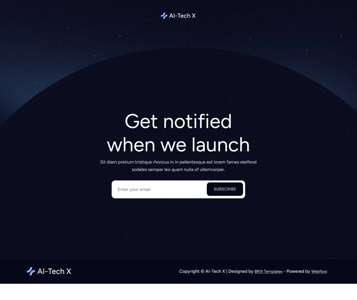 AI-Tech X - Coming Soon Page - Artificial Intelligence Technology Webflow Template